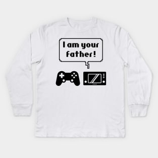 Controller Game Console Icons (I Am Your Father! / Black) Kids Long Sleeve T-Shirt